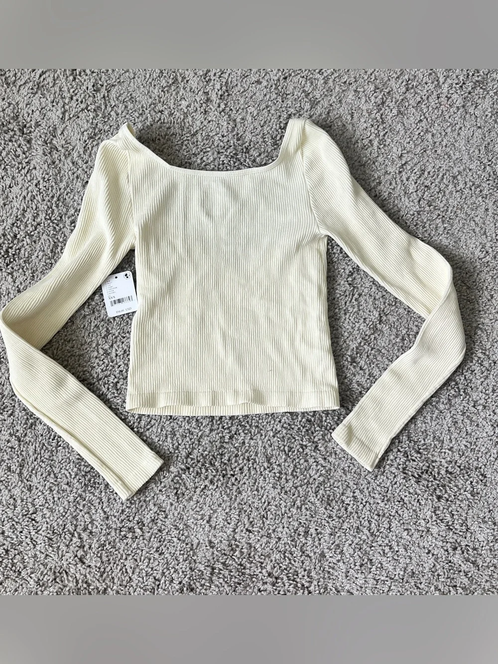 NWT Free People Intimately Ivory Ribbed Long Sleeve Sweetheart Seamless Top XS